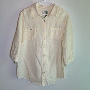 Avenue Women's Pacific Shirt Sz 18/20 Linen Cotton Button-Up Yellow Tunic